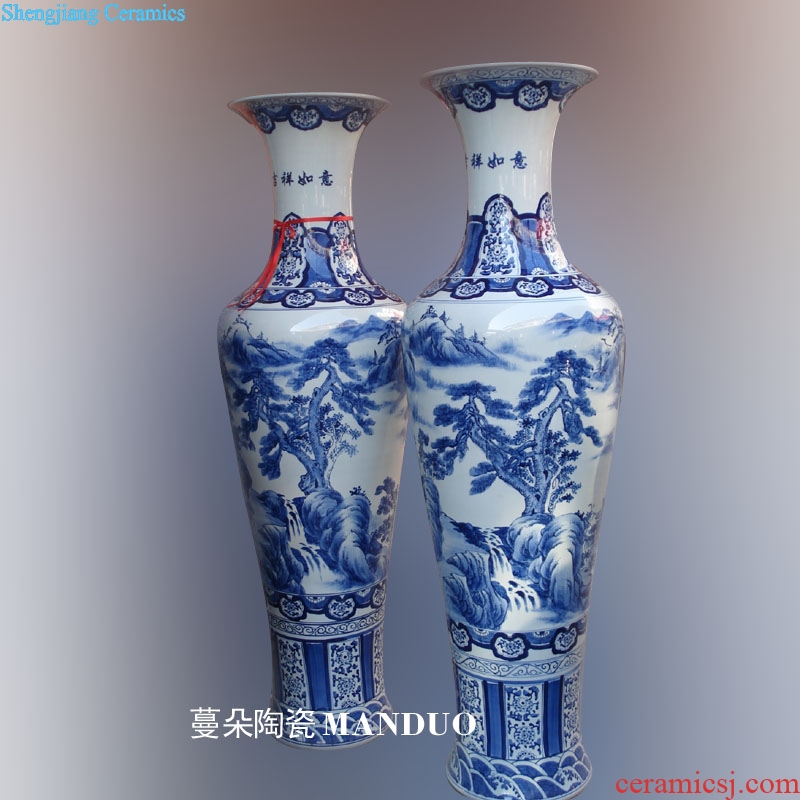 Big vase landed hand-painted ceramic modern process landscape high-grade vase opening present high 1.3-16
