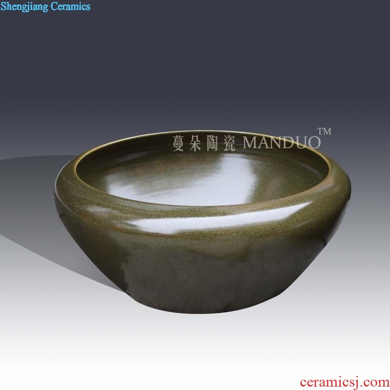 Jingdezhen tea large writing brush washer shallow water at the end of the classical ancient fish farming water shallow writing brush washer goldfish bowl ceramic porcelain