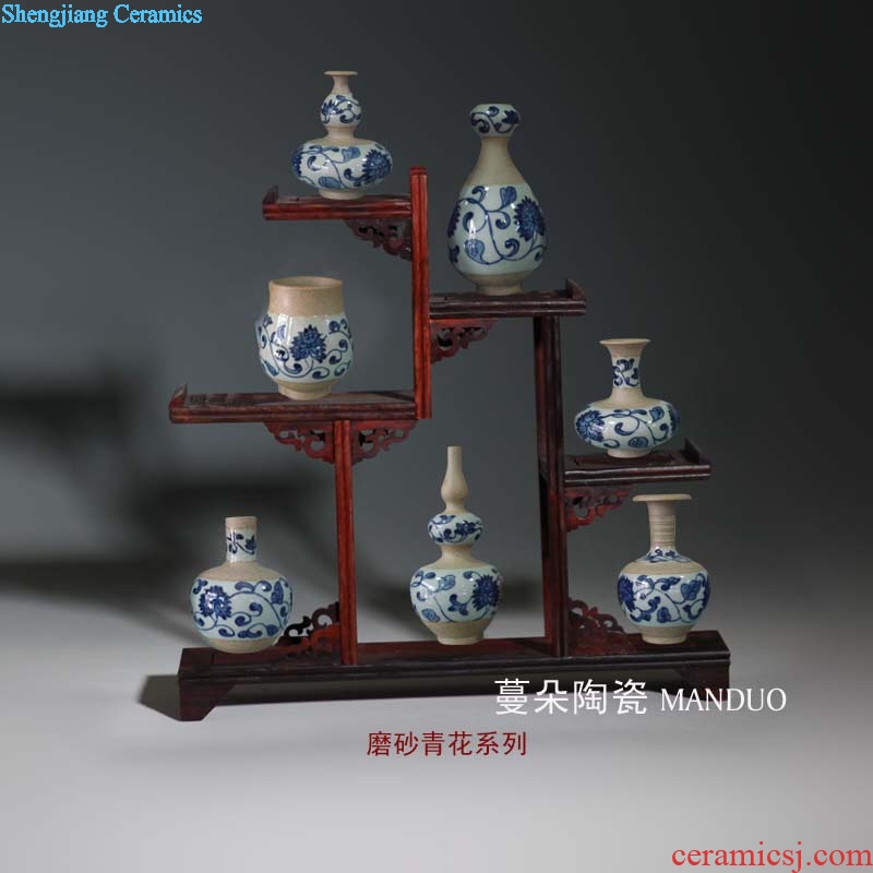 Tendril flower high-grade ceramic celadon porcelain rich ancient frame furnishing articles 10-14 cm high decorative vase a vase