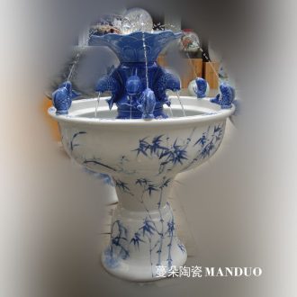 Jingdezhen hand-painted all blue and white porcelain painting bamboo atomizer porcelain spray humidifying fountains