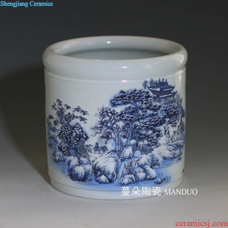 Landscape of jingdezhen blue and white porcelain brush pot blue and white porcelain brush pot large porcelain brush pot landscapes