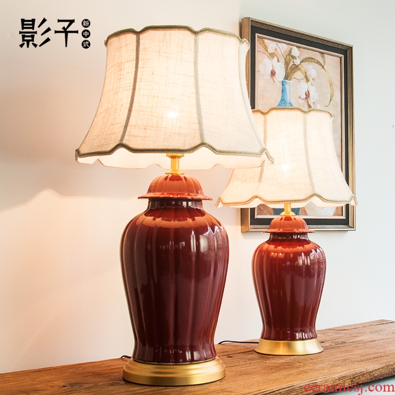 Ceramic copper all Chinese style wedding general desk lamp wedding festive red tank 1050 American sitting room the bedroom the head of a bed lamp