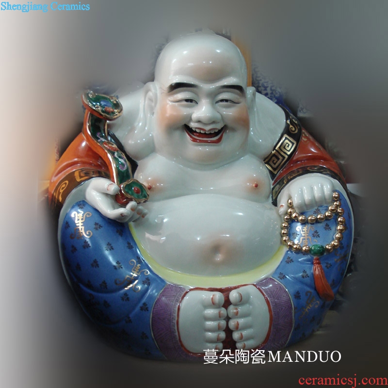 Jingdezhen ruyi laughing Buddha jingdezhen porcelain color door porch decoration porcelain Buddha laughing Buddha