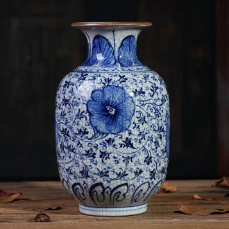 Blue and white porcelain of jingdezhen ceramics kiln vase flowers in the living room TV cabinet porcelain ornaments porch decoration parts