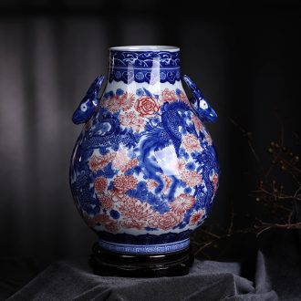 Jingdezhen blue and white porcelain vase furnishing articles sitting room of new Chinese style household ceramics TV ark porch decoration decoration
