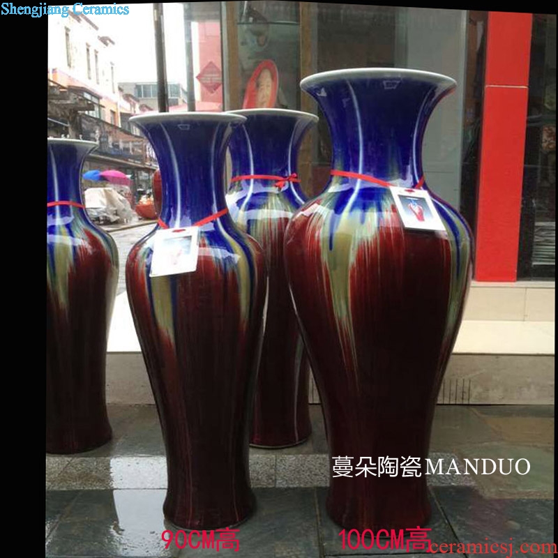 Three Yang kaitai, ceramic porcelain kiln of large gem LanSanYang kaitai, 1 meter vase vase the guest room