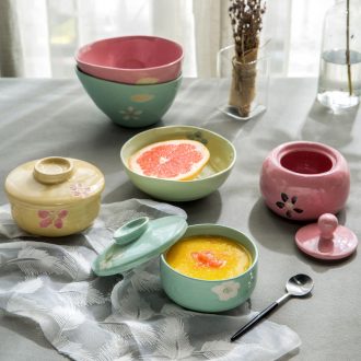 Ijarl million jia household Japanese ceramics adult jobs creative fruit salad bowl with cover dessert bowl bowl of elegance