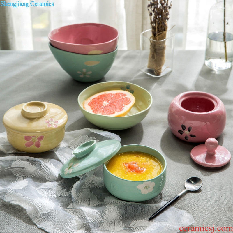 Ijarl million jia household Japanese ceramics adult jobs creative fruit salad bowl with cover dessert bowl bowl of elegance