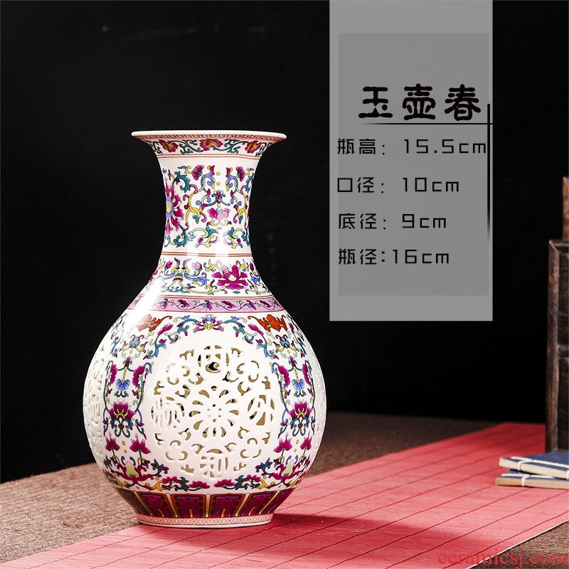 Jingdezhen ceramics household wine ark adornment handicraft sitting room place TV ark study single-layer hollow out the vase