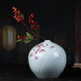 Jingdezhen ceramic vase furnishing articles reliefs green glaze lotus pomegranate vases, flower arranging flowers, new Chinese style household adornment