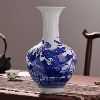 Fang city palace of jingdezhen ceramic antique relief of blue and white porcelain vases, household decoration is a sitting room adornment handicraft