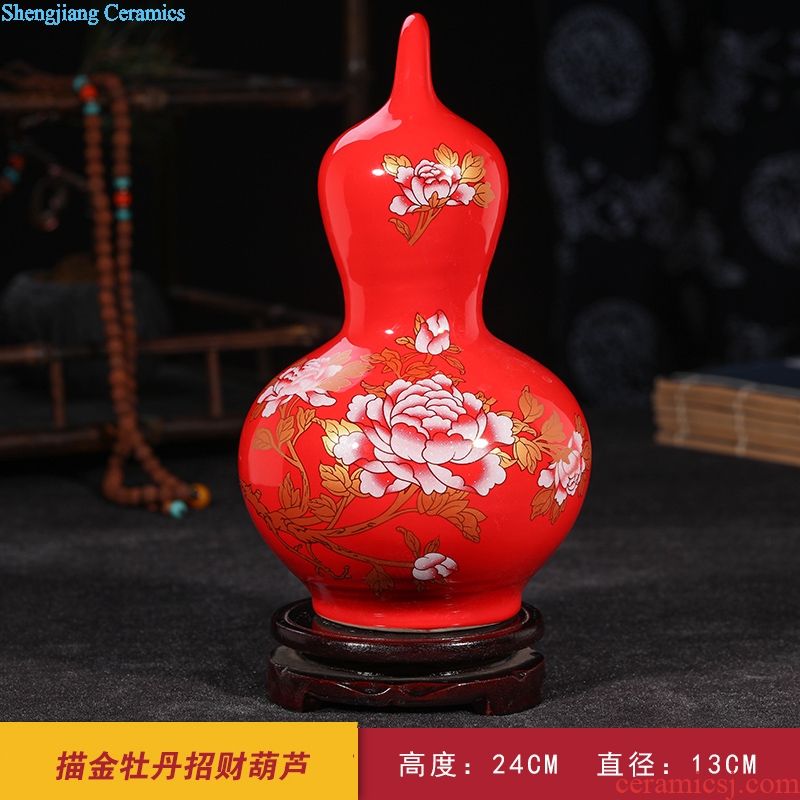 Jingdezhen ceramics China red longfeng gourd furnishing articles sitting room vase vases, modern home decoration