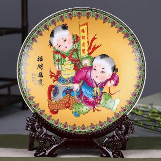 Jingdezhen ceramic disc hanging dish plate by disc rich ancient frame furnishing articles porch is decorated decoration plate plate decoration