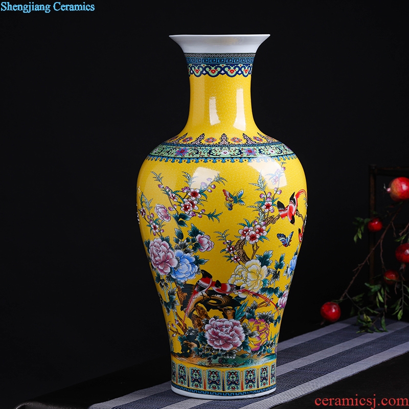 Modern Chinese jingdezhen ceramics sitting room adornment colored enamel of large vases, flower TV ark furnishing articles