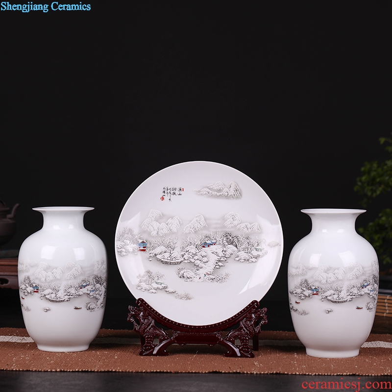 Porcelain of jingdezhen ceramics vase Chinese penjing flower arranging three-piece wine cabinet decoration plate of household decoration