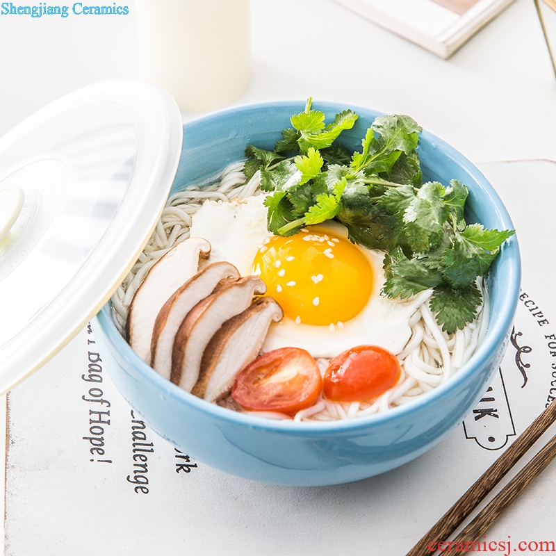 Million jia creative preservation bowl ceramics microwave bento cassette cover bubble rainbow noodle bowl seal preservation box lunch box fridge