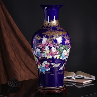 Jingdezhen ceramic floor large vase peony Chinese style household sitting room porch decoration craft a new home furnishing articles
