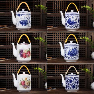 Jingdezhen ceramics large-capacity cold cold ceramic kettle girder of blue and white porcelain pot of large package mail the teapot