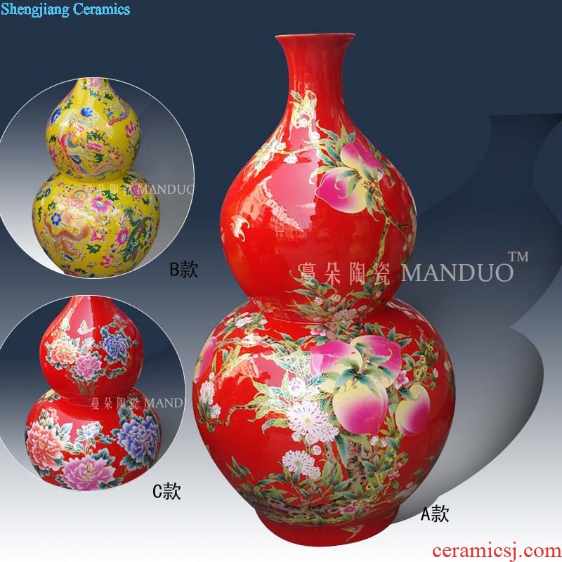 60 cm high bright red bottle gourd porcelain decoration elegant vase peony xiantao porcelain decoration gourd vases