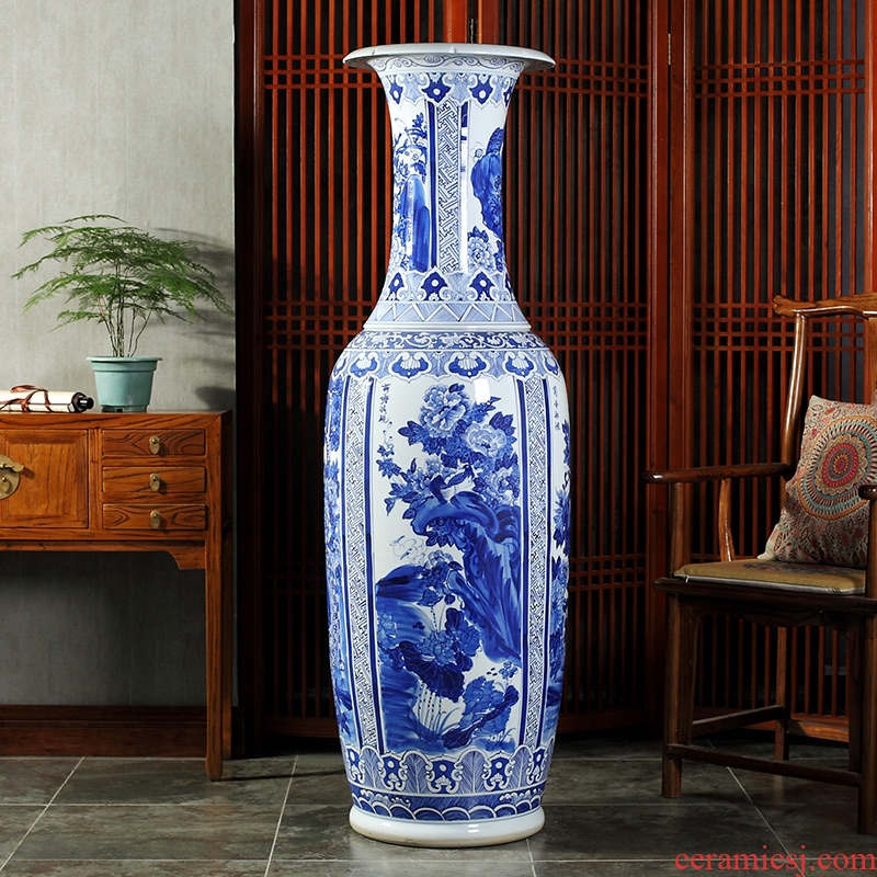 Jingdezhen ceramics hand-painted porcelain of 1.6 meters of large vase hotel lobby sitting room adornment is placed