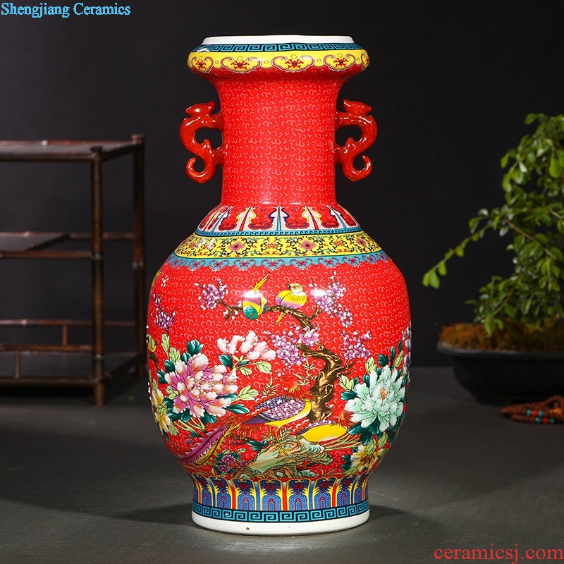 Jingdezhen ceramics ceramic vase household living room TV cabinet porch decoration floor vase furnishing articles