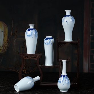 Jingdezhen ceramics mini handmade blue glaze furnishing articles floret bottle flower familiar flower implement small ornament