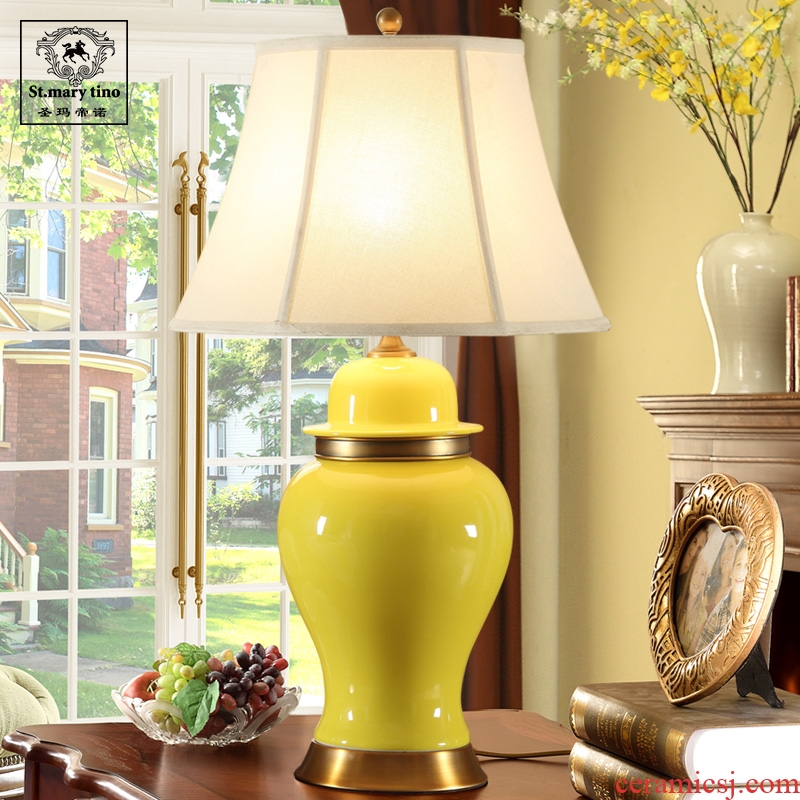 Santa marta tino contracted American ceramic desk lamp yellow hotel bedroom berth lamp large living room