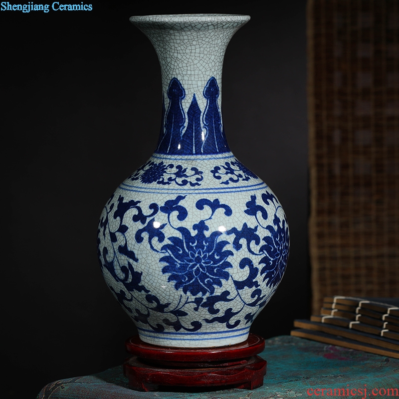 Jingdezhen ceramic vase furnishing articles sitting room flower arranging kiln antique blue and white porcelain vase decoration home decoration restoring ancient ways