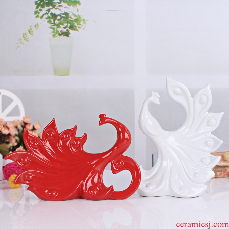Fashionable household decoration contemporary and contracted sitting room TV cabinet decoration ceramics handicraft lovers peacock furnishing articles