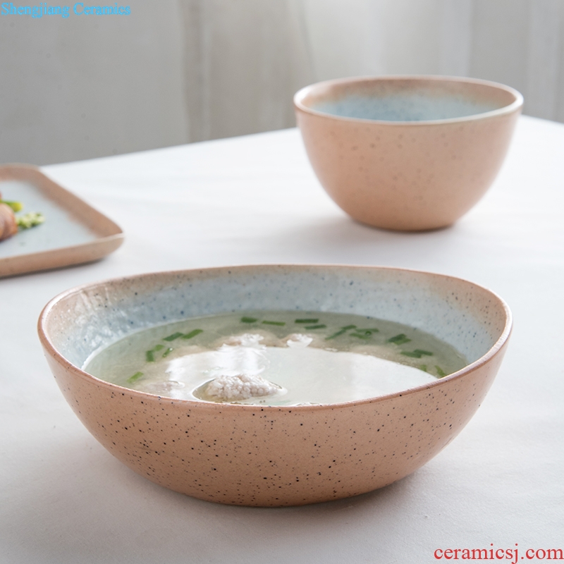 Ijarl million fine ceramic tableware bowl dish bowl of soup bowl rainbow noodle bowl round household Japanese large irregular steamed eggs