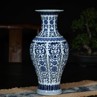Jingdezhen ceramic vase manual rich ancient frame furnishing articles furnishing articles of blue and white porcelain bottle home sitting room adornment porch