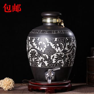 Jingdezhen ceramic it 30 jins 50 jins of blue and white porcelain jars 10 jins 20 jins bubble wine liquor jar with leader
