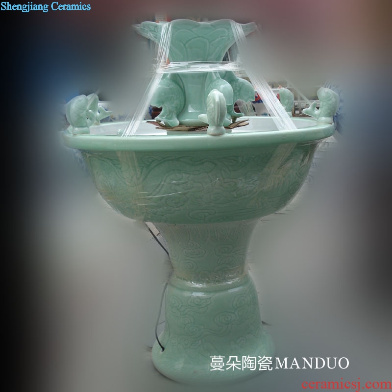 Jingdezhen celadon dragon home sitting room elegant porcelain porcelain fountain fountains carp porcelain fountain fountains