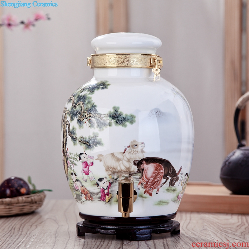 City palace lane jingdezhen ceramic jars 10 jins 20 jins 30 pounds it with leading bubble bottle wine jar jar