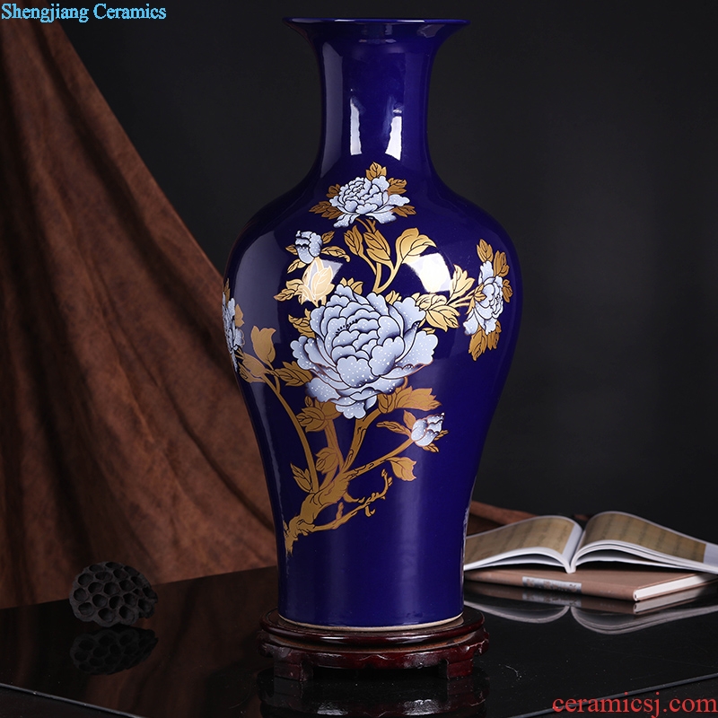 Jingdezhen ceramics landing a large vase peony sitting room of Chinese style household decoration craft a new home furnishing articles