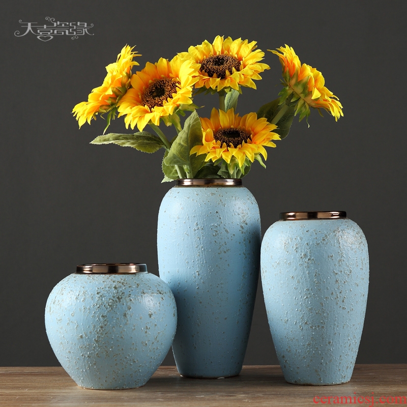 European rural ceramic vase decoration in the sitting room TV ark household table small pure and fresh and dry flower adornment furnishing articles