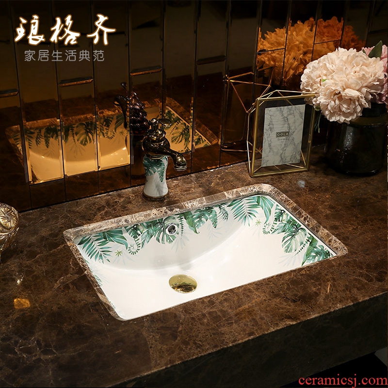 Koh larn, qi undercounter square embedded ceramic lavabo household basin bathroom small lavatory basin