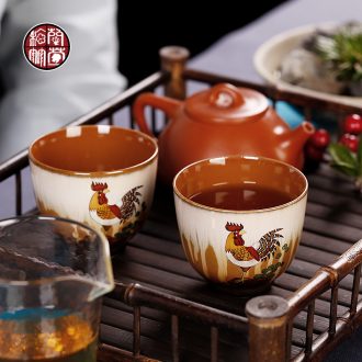 Chrysanthemum patterns of jingdezhen pure manual hand-painted prosperous kiln ceramic cups master cup single cock cup