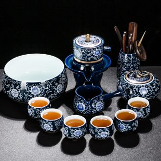 Automatic kung fu bin, a complete set of blue and white porcelain tea set home lazy besides the hot tea ware ceramic teapot