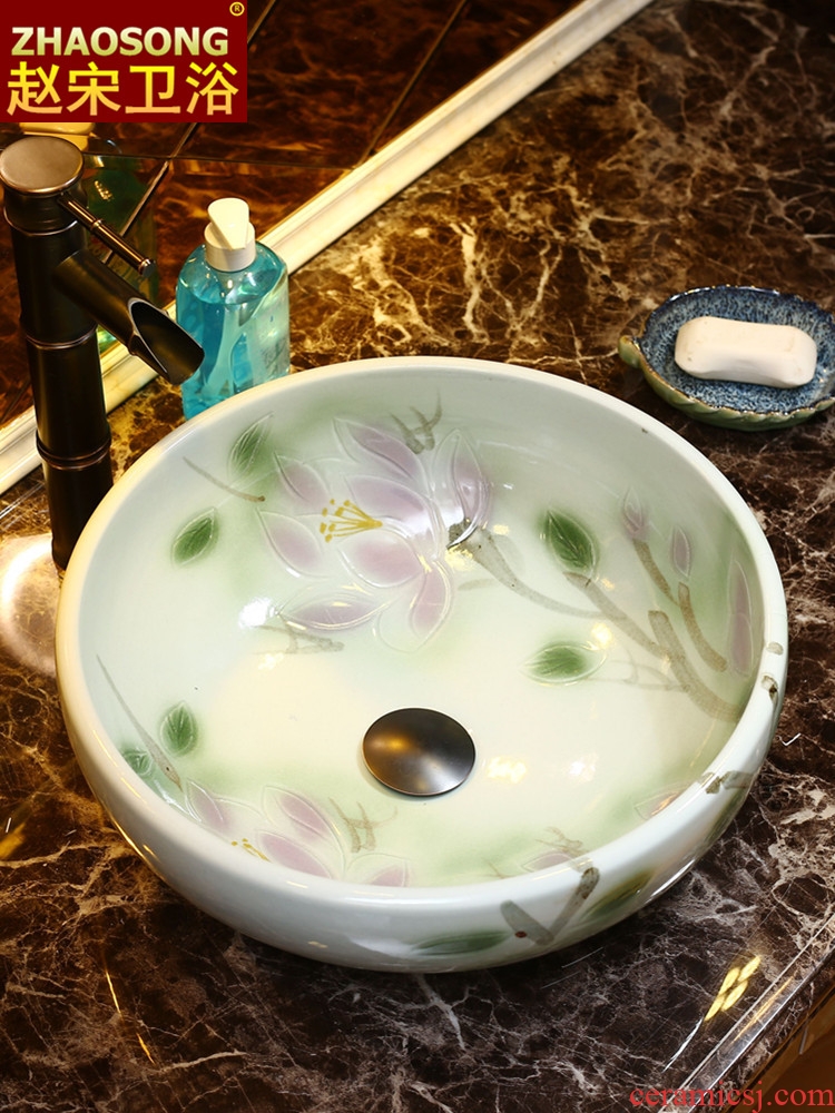 Creative modern stage basin of song dynasty ceramic lavabo round European art basin size lavatory household