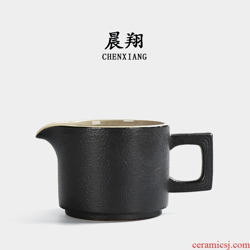 Chen xiang coarse pottery stone fair mug glaze points by hand and a cup of black zen tea cups of black ceramic fair mug