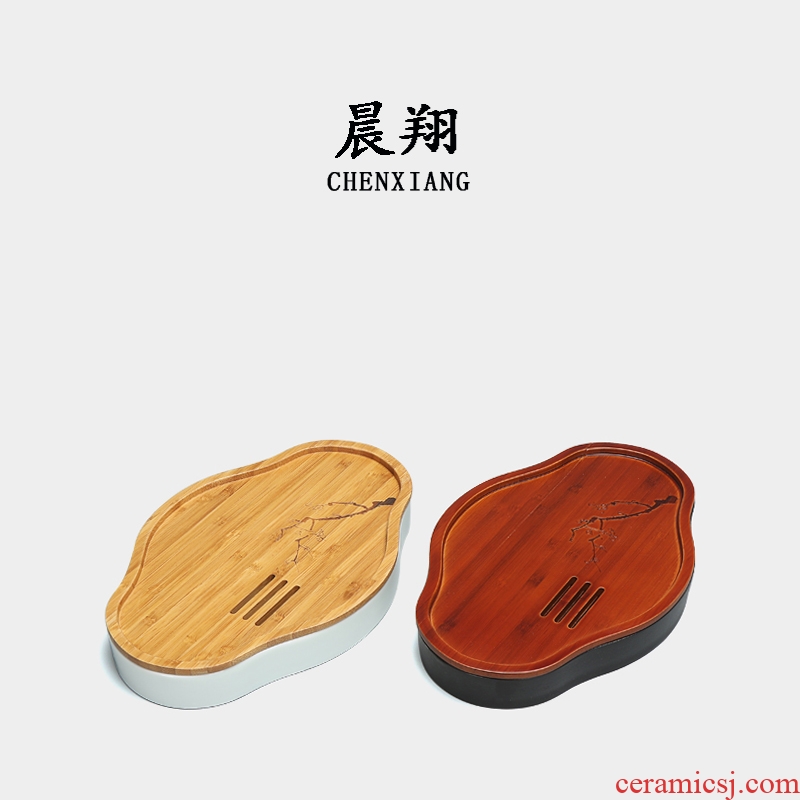 Chen xiang antique Chinese style store pot bearing carbonized bamboo saucer contracted dry bubble pot of ceramic to restore ancient ways small tea tray