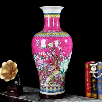 Large powder enamel vase furnishing articles of jingdezhen ceramics flower arranging Chinese style decoration office sitting room adornment handicraft