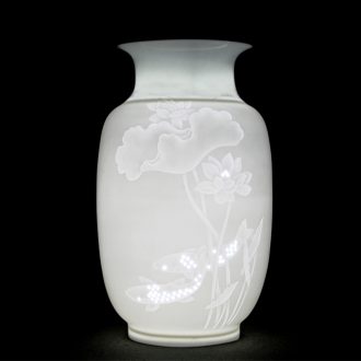 Furnishing articles of jingdezhen ceramic vase handmade knife clay hand-painted sitting room flower arranging Chinese style household decorations arts and crafts