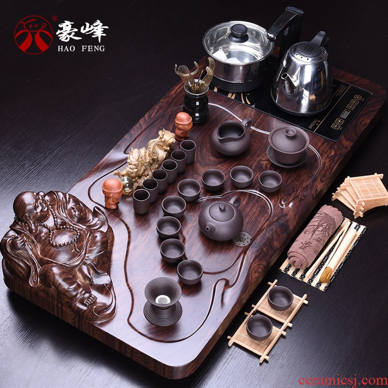 HaoFeng purple sand tea set home kung fu automatic ceramic cups teapot electric furnace tea tea tea tray