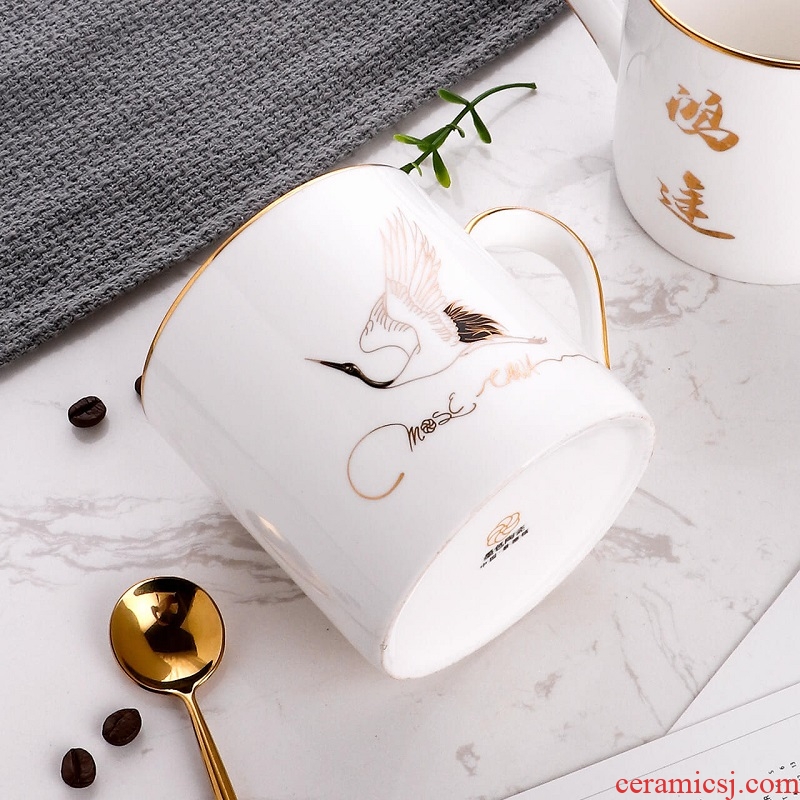 Inky phnom penh mugs household high-capacity ceramic bone China drink a cup of creative contracted XuanHe coffee cup