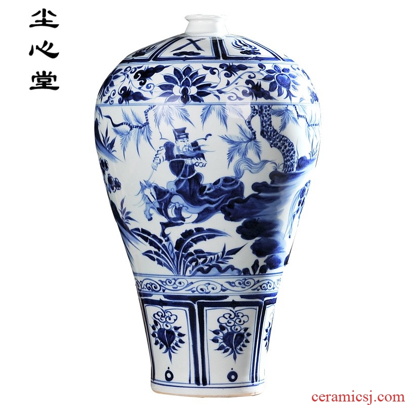 Dust heart hand-painted ceramic vase archaize Xiao Heyue next after han xin yuan blue and white porcelain home furnishing articles