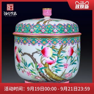 Archaize of jingdezhen ceramics enamel colour peach live Chinese style household adornment tea pot storage place