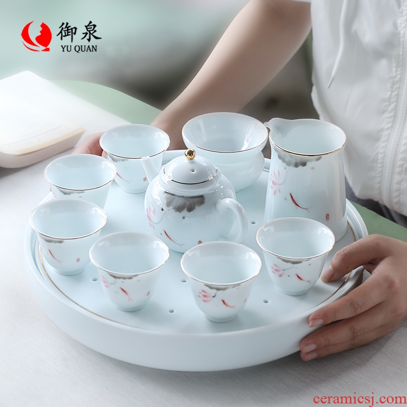 Imperial springs Japanese kung fu ceramic tea set cups lid bowl set of contemporary and contracted household hand-painted