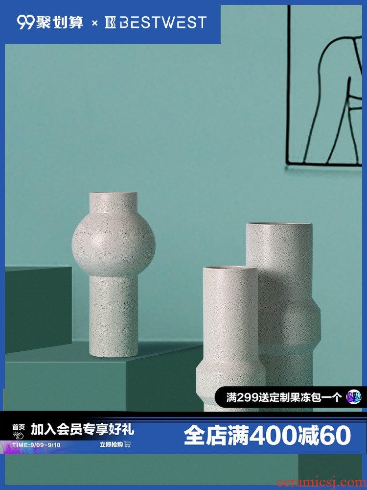 BEST WEST creative ceramic vase furnishing articles of contemporary and contracted sitting room wine dry flower vases, soft adornment